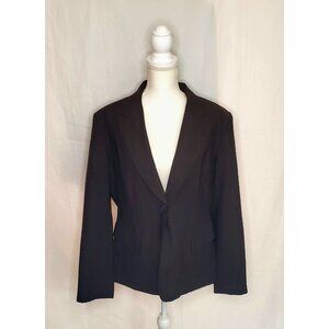 Neiman Marcus Worsted Wool Women's Charcoal Rosie One-Button Blazer Size 16